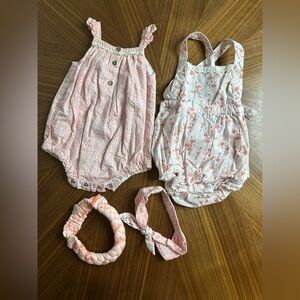 kate quinn 2 Pink and White romper/bubbles with 2 matching headband